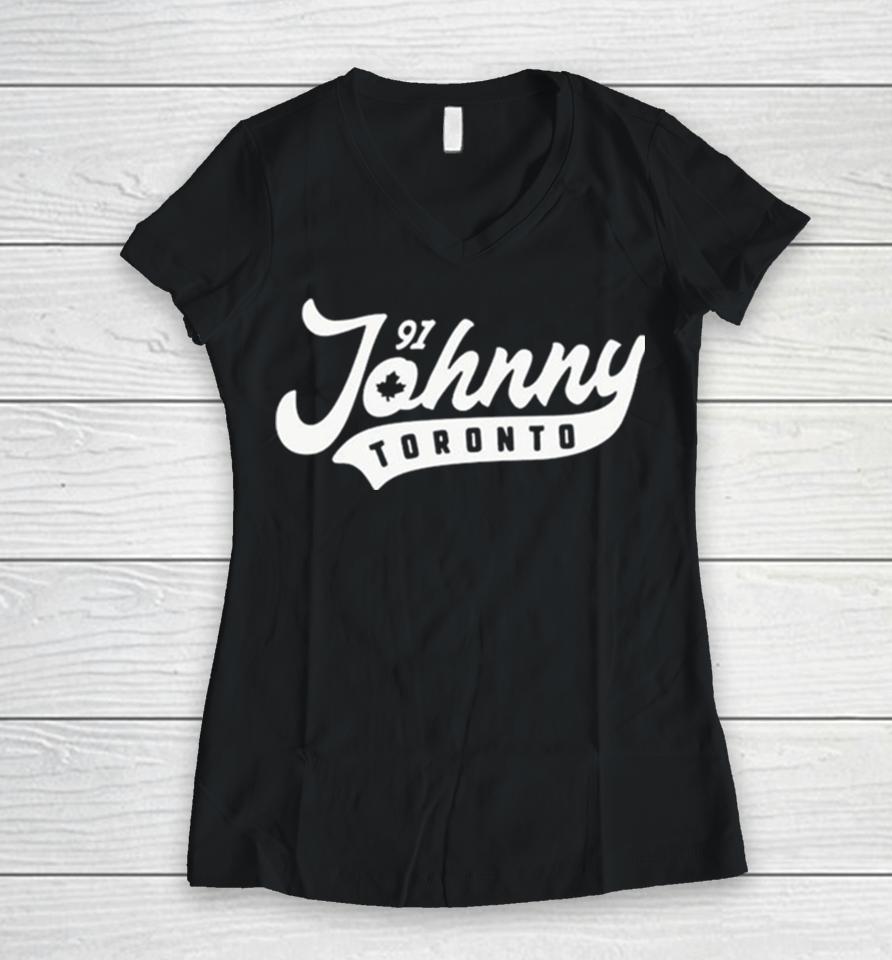 Flowbuds 91 Johnny Toronto Women V-Neck T-Shirt