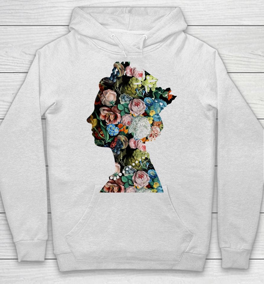 Flowers Collage Portrait Royal Abstract Art Queen Of England Hoodie