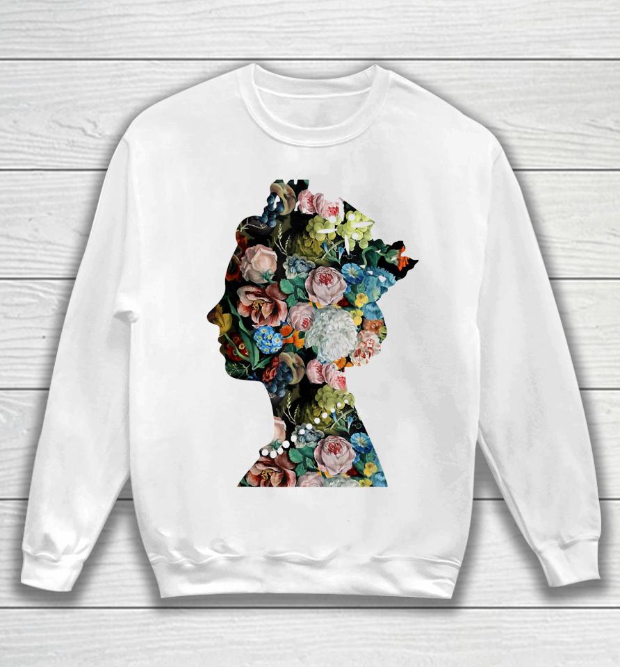 Flowers Collage Portrait Royal Abstract Art Queen Of England Sweatshirt