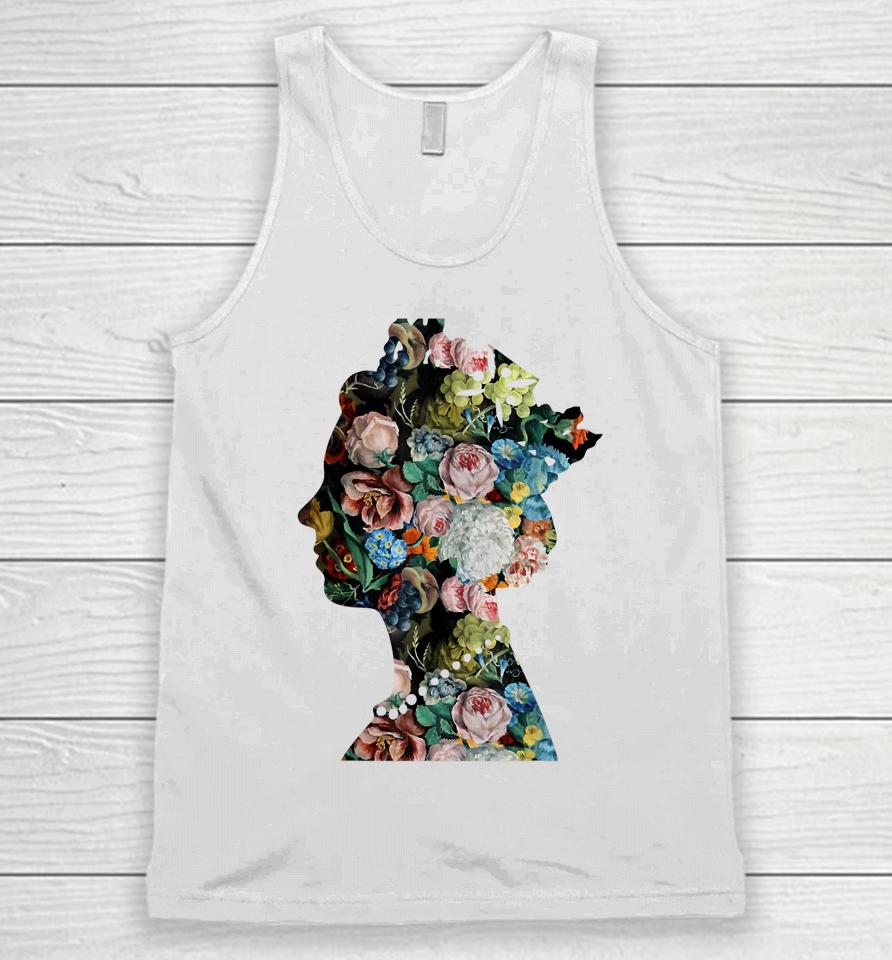 Flowers Collage Portrait Royal Abstract Art Queen Of England Unisex Tank Top