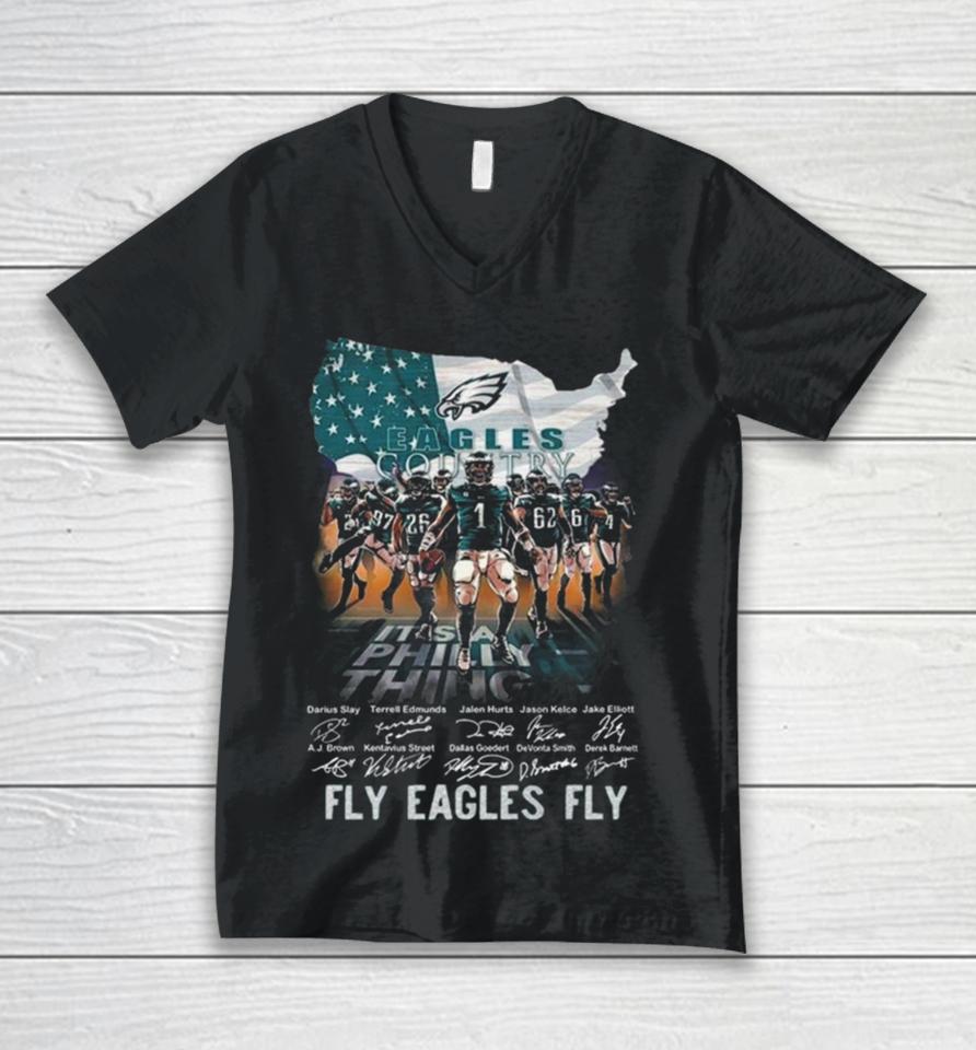 Fly Eagles Fly Philadelphia Eagles It’s A Philly Thing Signatures Unisex V-Neck T-Shirt