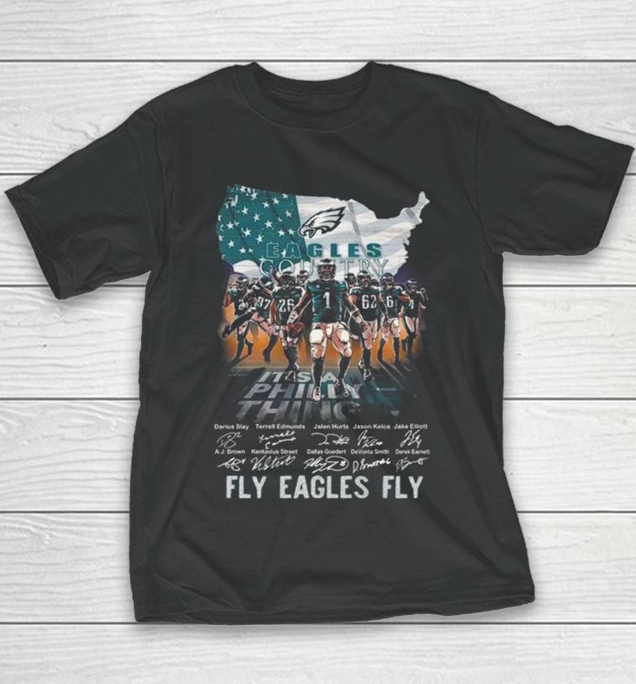 Fly Eagles Fly Philadelphia Eagles It’s A Philly Thing Signatures Youth T-Shirt