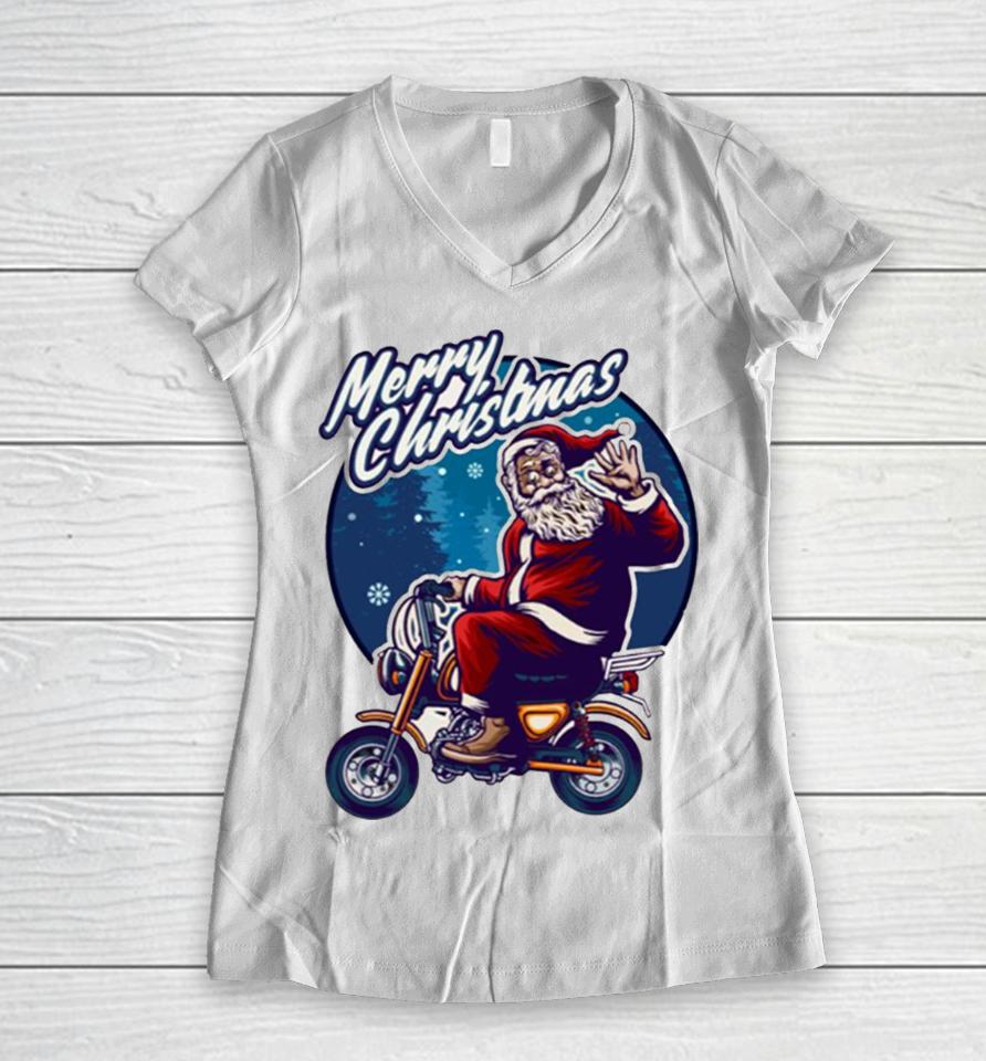 Flying On A Motorcycle For Enthusiasts Lovers Riders Women V-Neck T-Shirt