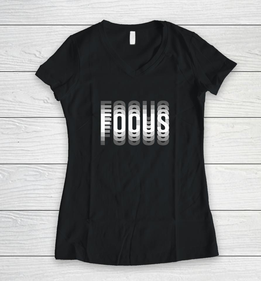 Focus Optical Illusion Women V-Neck T-Shirt