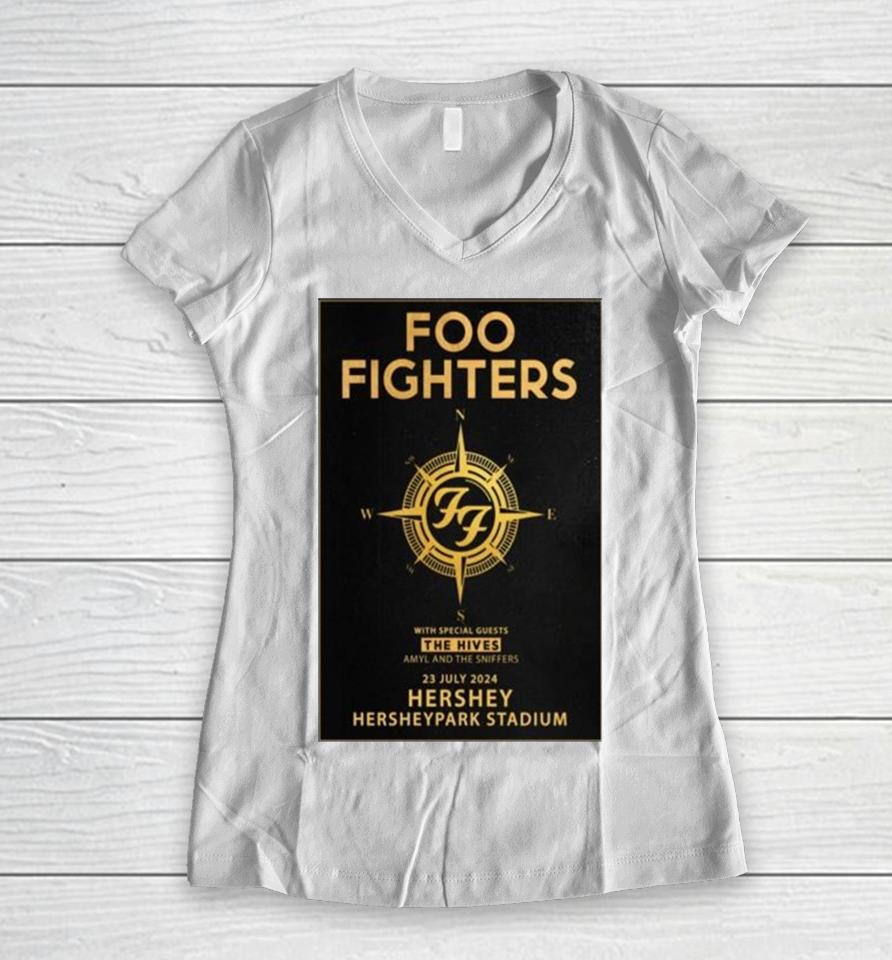 Foo Fighters July 23 2024 Hersheypark Stadium Hershey Women V-Neck T-Shirt