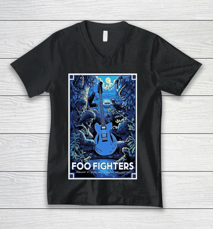 Foo Fighters Wellington Tonight January 27 2024 Sky Stadium Wellington Merchandise Tour Unisex V-Neck T-Shirt