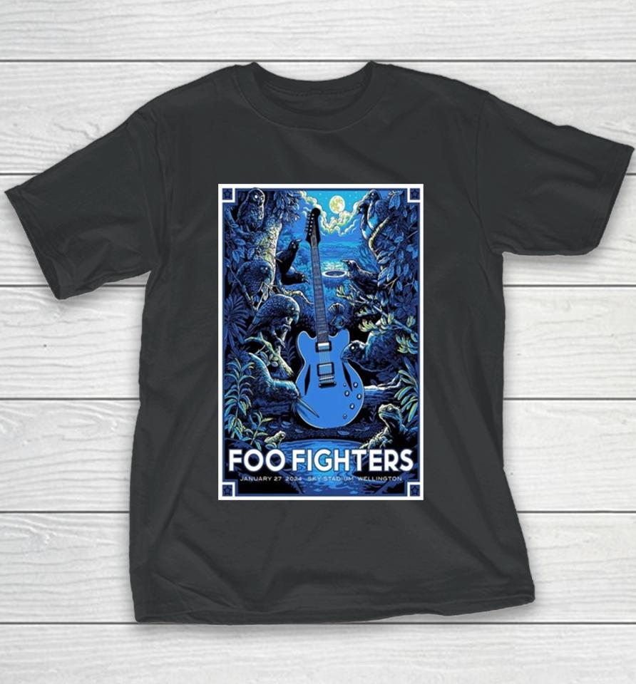 Foo Fighters Wellington Tonight January 27 2024 Sky Stadium Wellington Merchandise Tour Youth T-Shirt