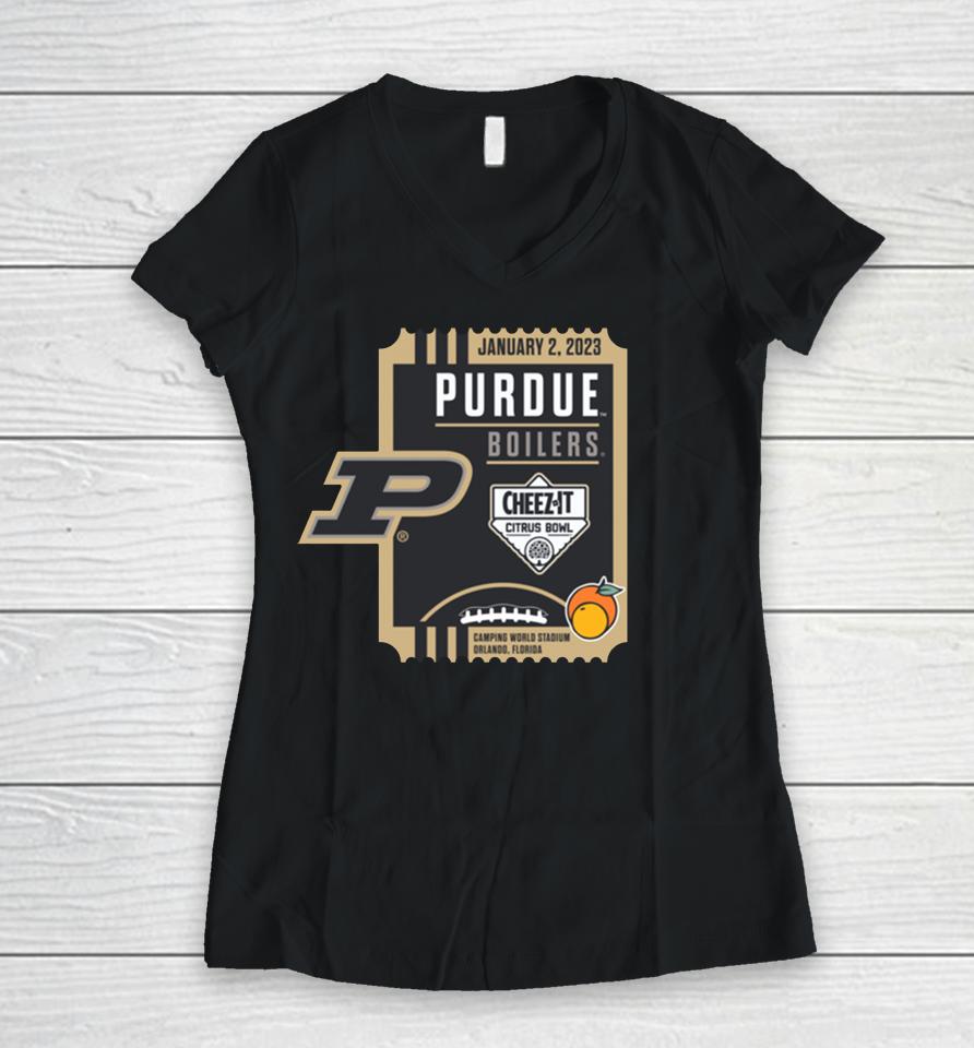 Football 2023 Cheez-It Citrus Bowl Purdue Boilers Women V-Neck T-Shirt