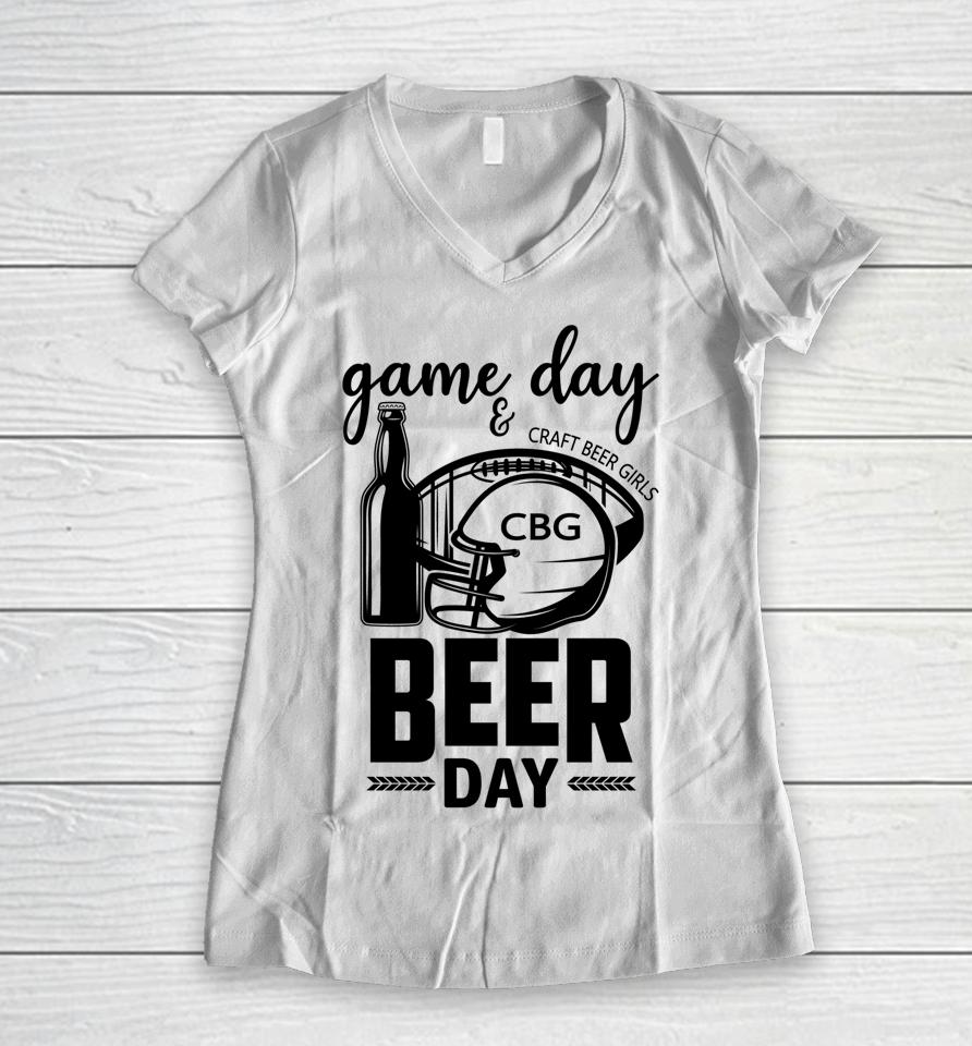 Football &Amp; Beer Day Women V-Neck T-Shirt