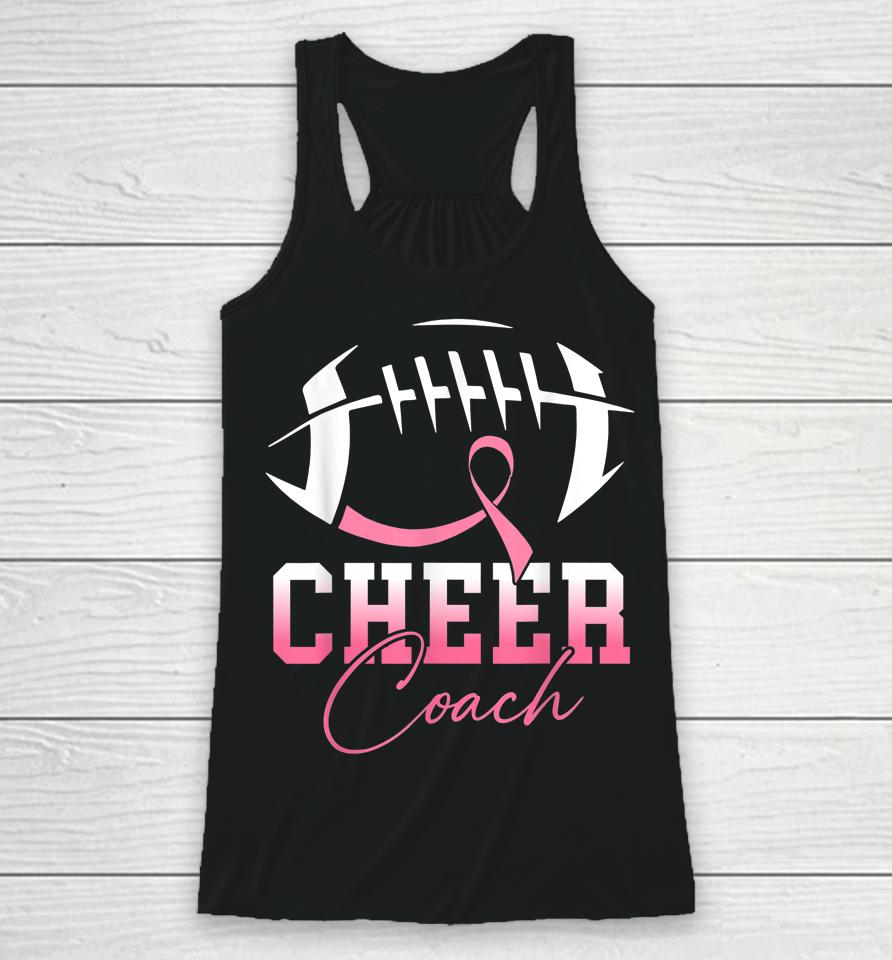 Football Cheer Coach Pink Ribbon Breast Cancer Awareness Racerback Tank