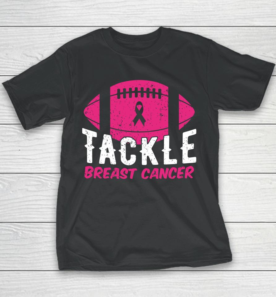 Football Ribbon Breast Cancer Awareness Tackle Breast Cancer Youth T-Shirt