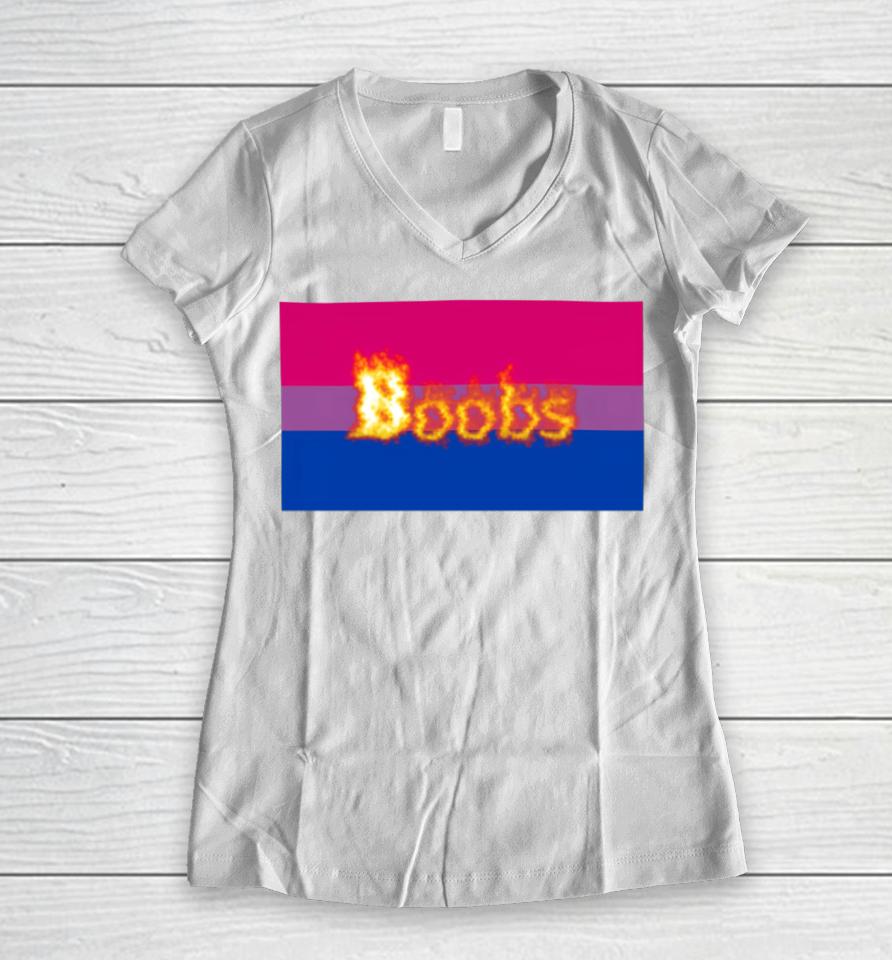 For Bisexuals Boobs Women V-Neck T-Shirt