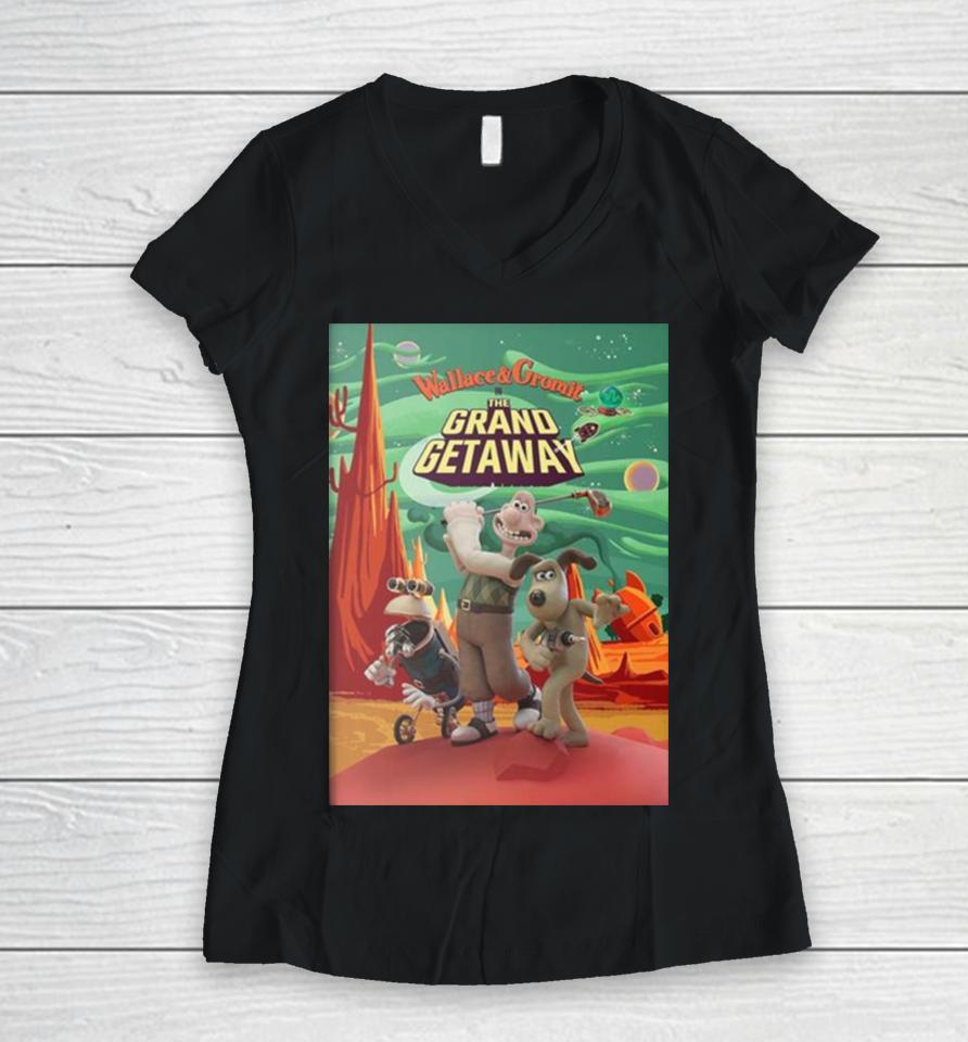 For Wallace &Amp; Gromit The Grand Getaway Women V-Neck T-Shirt