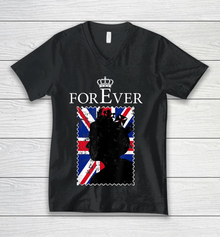 Forever Elizabet Ii Legend Queen British Crown England Unisex V-Neck T-Shirt