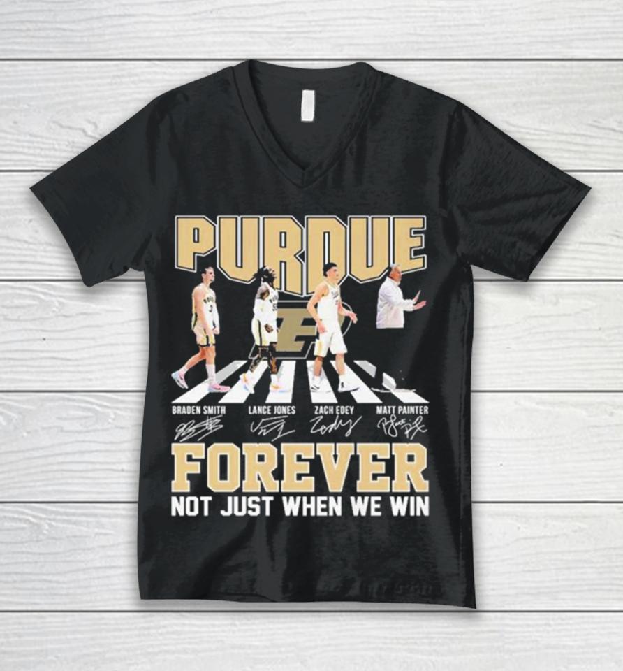 Forever Not Just When We Win Purdue Boilermakers Team Abbey Road Signatures Unisex V-Neck T-Shirt