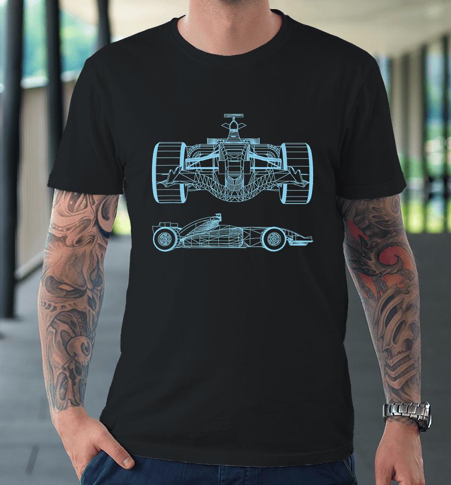 Formula Racing Car Silhouette Mechanical Engineering Draw Premium T-Shirt