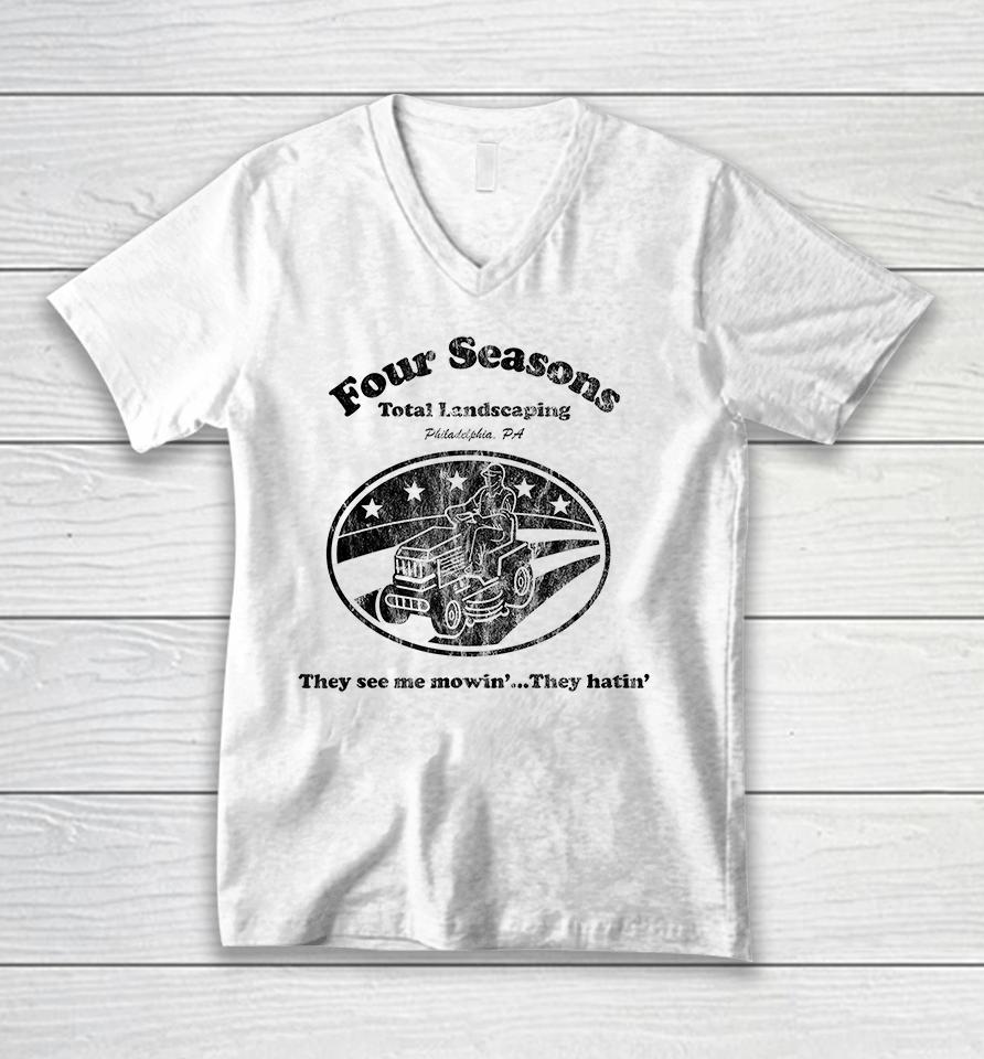 Four Seasons Landscaping T-Shirt, Four Seasons Total Landscaping Unisex V-Neck T-Shirt