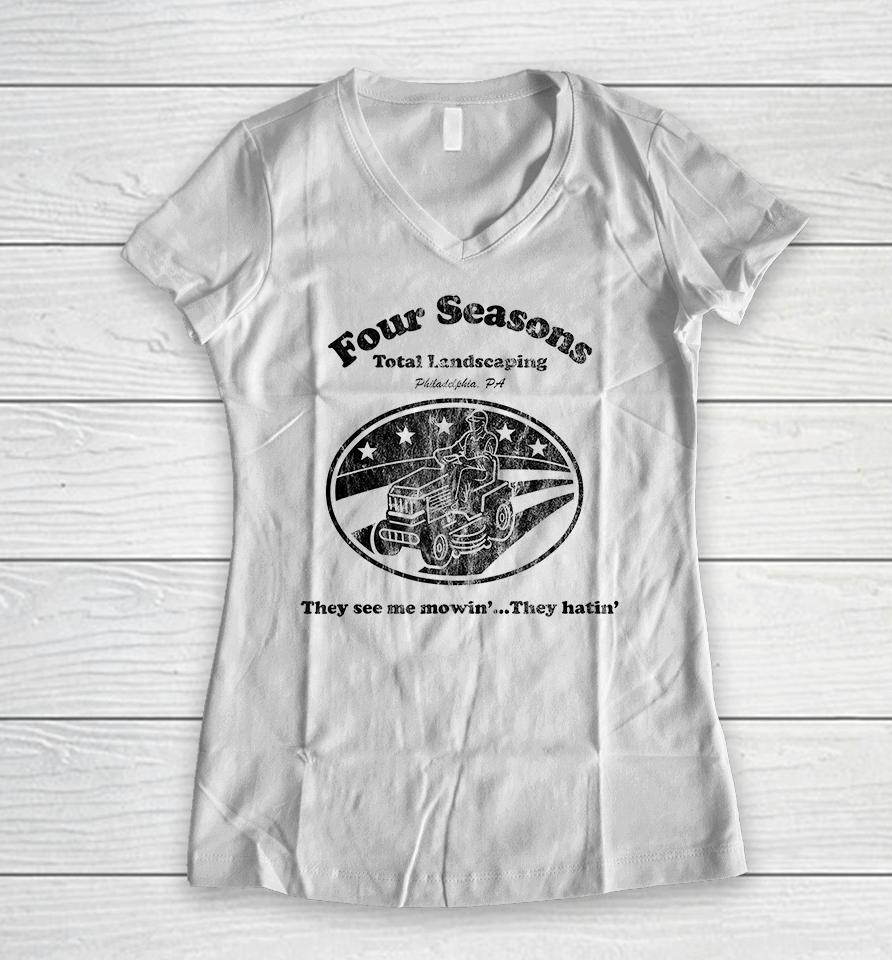 Four Seasons Landscaping T-Shirt, Four Seasons Total Landscaping Women V-Neck T-Shirt