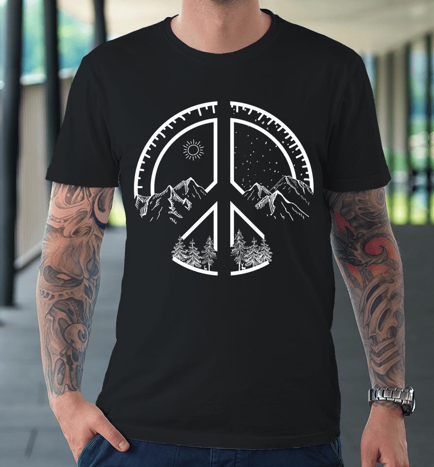 Four Seasons Peace Sign Outdoor Adventure Hippie Retro 60S Premium T-Shirt