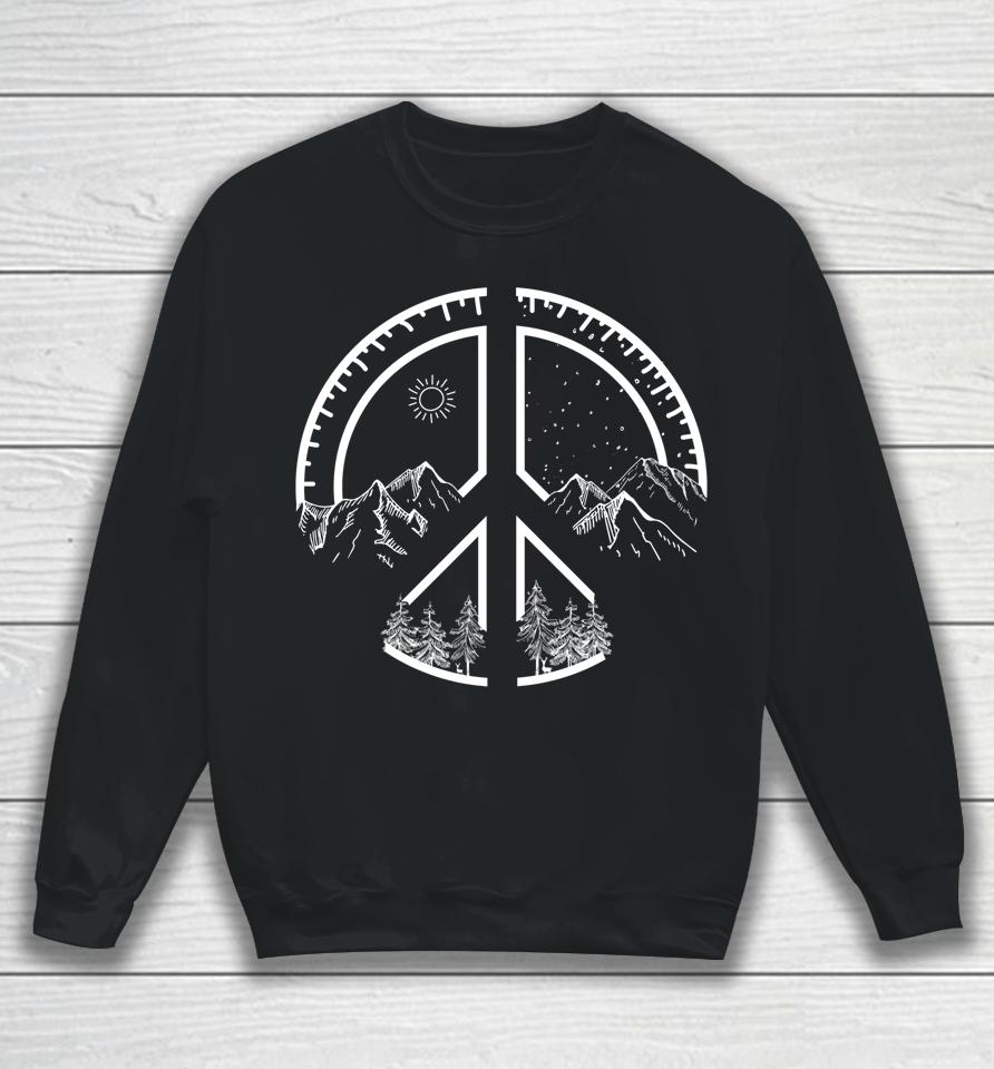 Four Seasons Peace Sign Outdoor Adventure Hippie Retro 60S Sweatshirt
