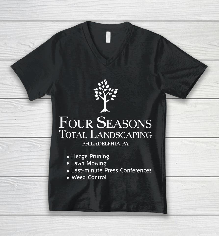 Four Seasons Total Landscaping Philadelphia Pa Captanne Pray Or Prey Unisex V-Neck T-Shirt