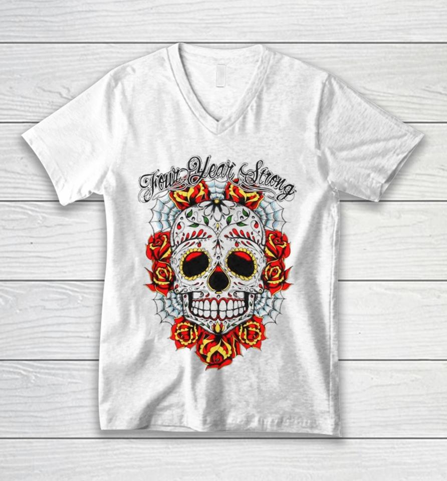 Four Year Strong Sugar Skull Unisex V-Neck T-Shirt