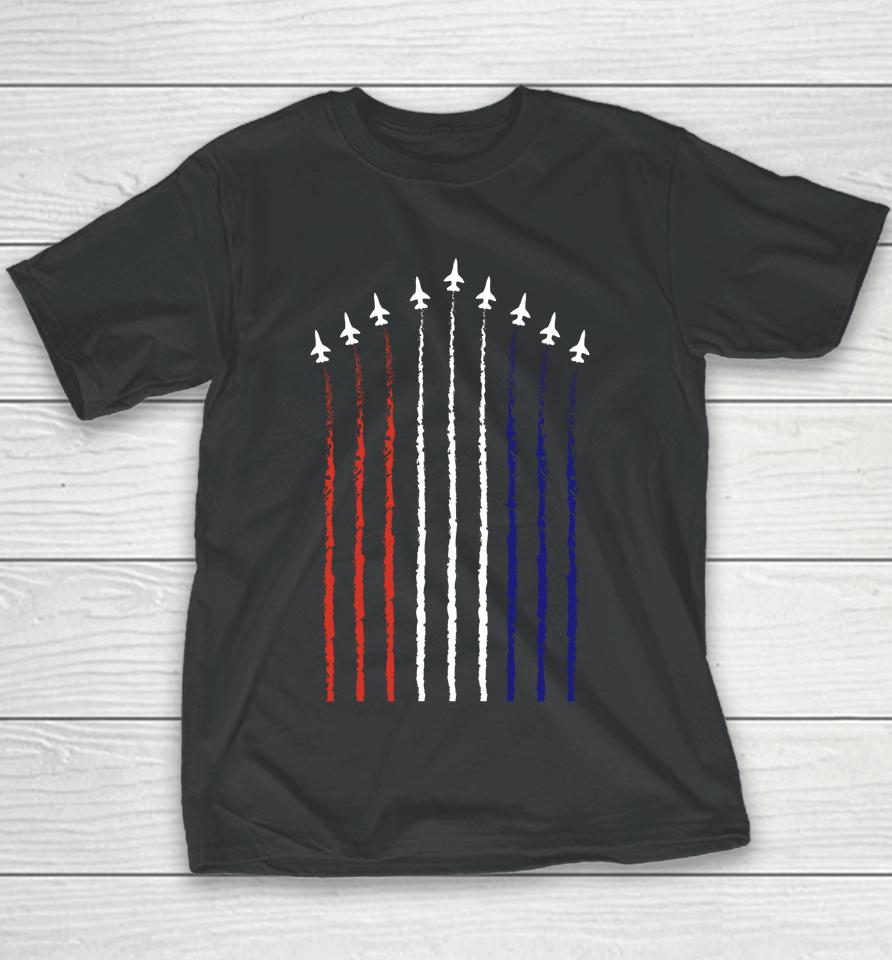 Fourth Of July Fighter Jets Red White Blue 4Th American Flag Youth T-Shirt