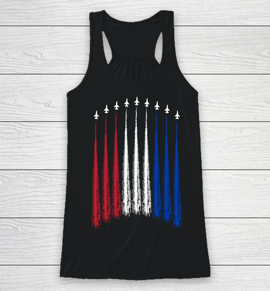Fourth Of July Fighter Jets Red White Blue 4Th American Flag Racerback Tank