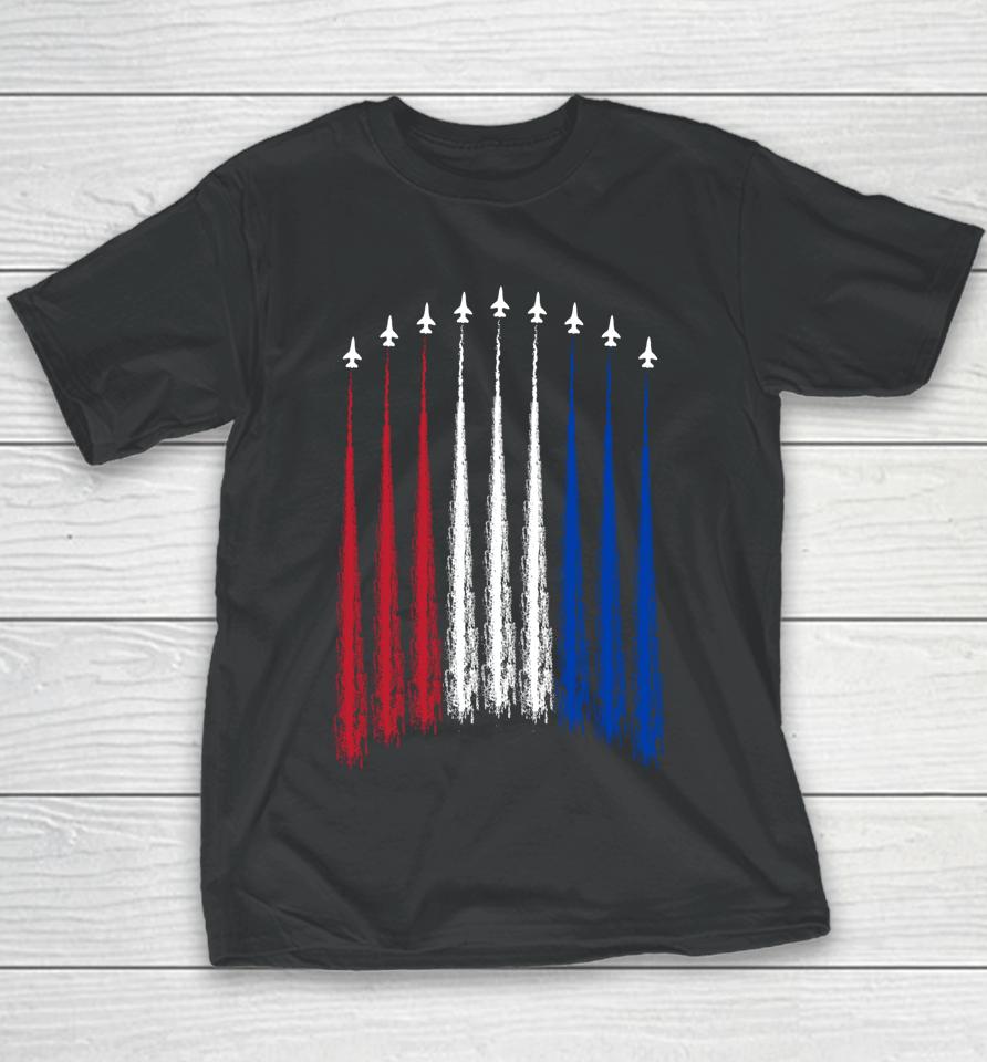 Fourth Of July Fighter Jets Red White Blue 4Th American Flag Youth T-Shirt