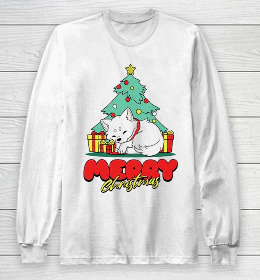 Fox And Tree Merry Christmas Long Sleeve T-Shirt
