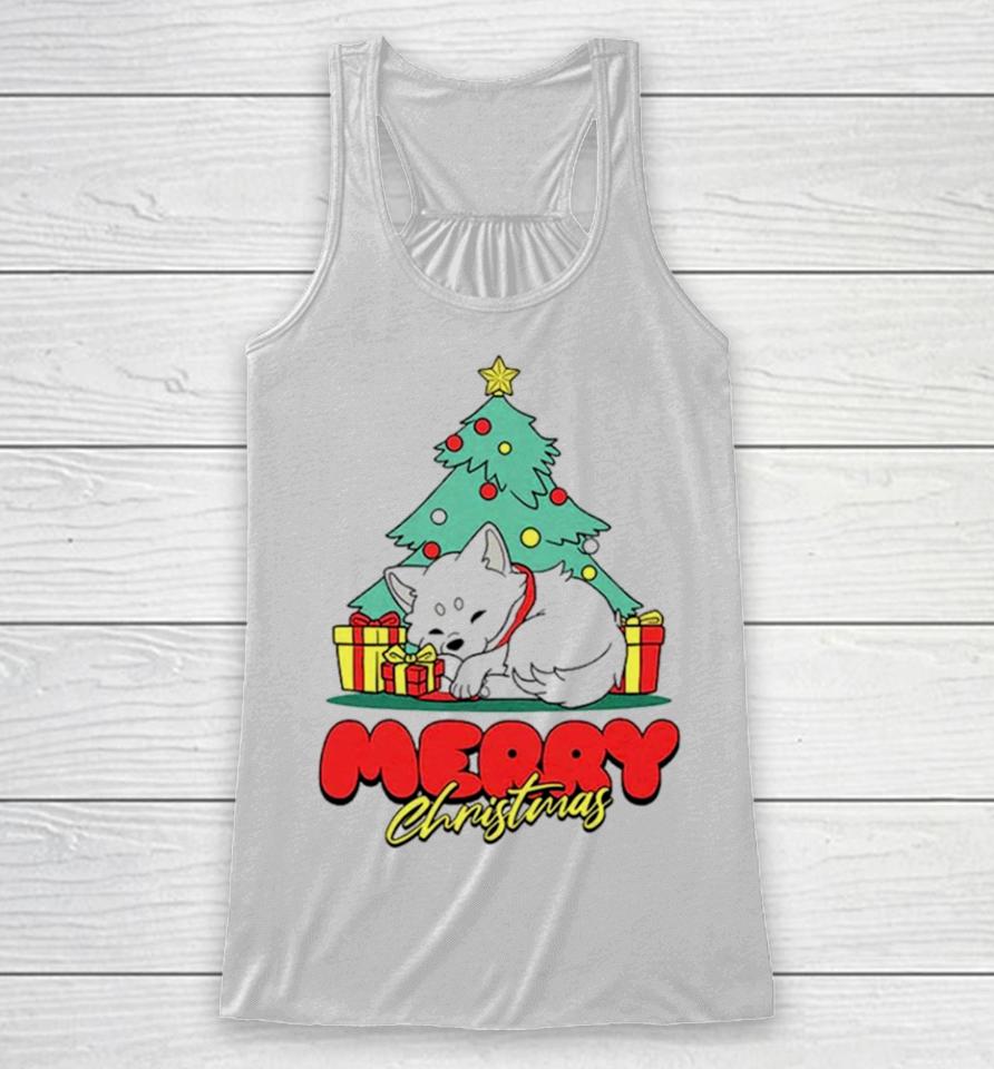 Fox And Tree Merry Christmas Racerback Tank