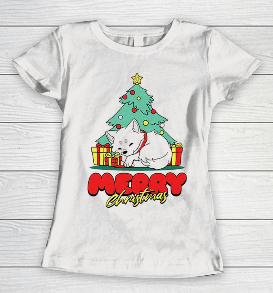 Fox And Tree Merry Christmas Women T-Shirt