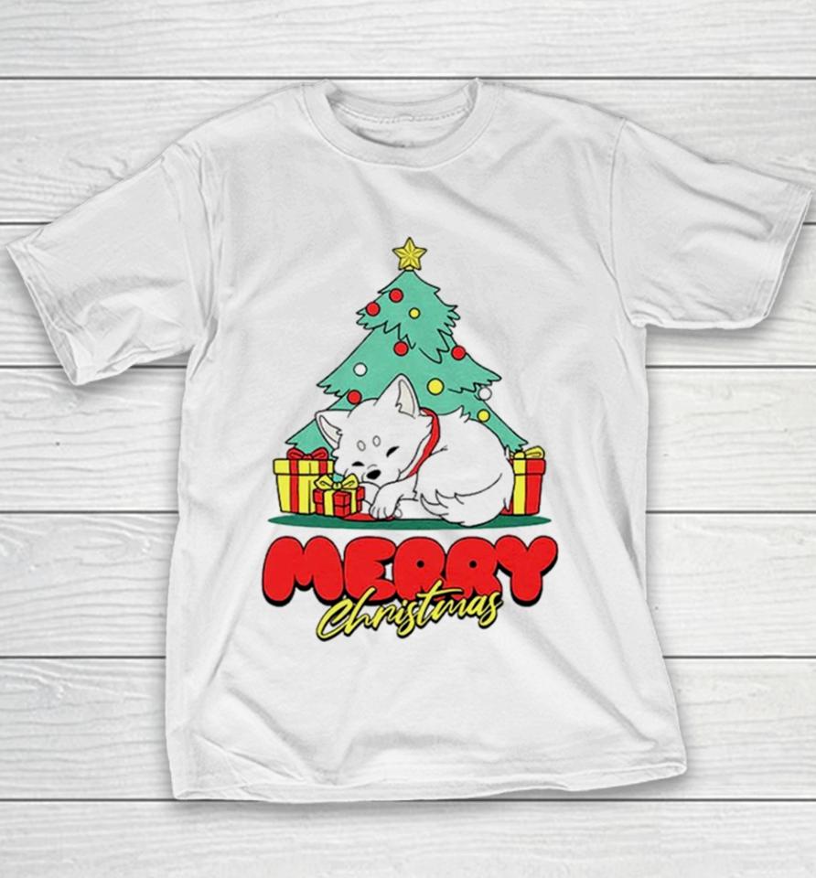 Fox And Tree Merry Christmas Youth T-Shirt