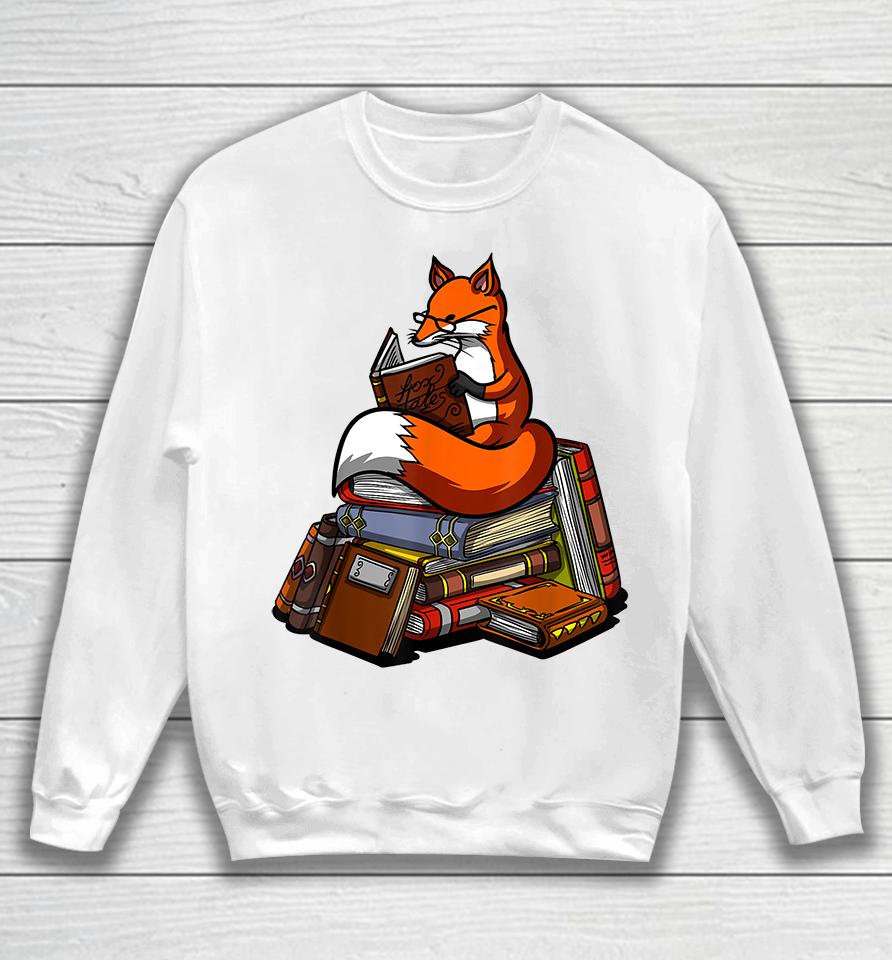 Fox Book Reading Nerd Geek Sweatshirt