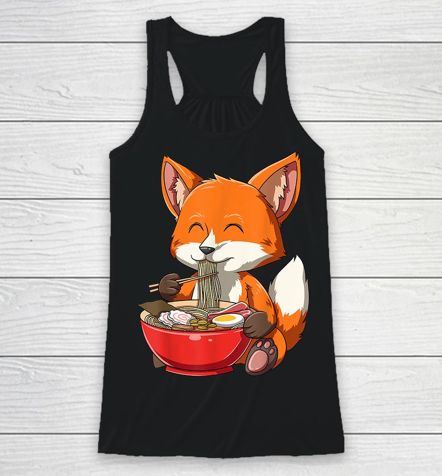 Fox Eating Ramen Racerback Tank