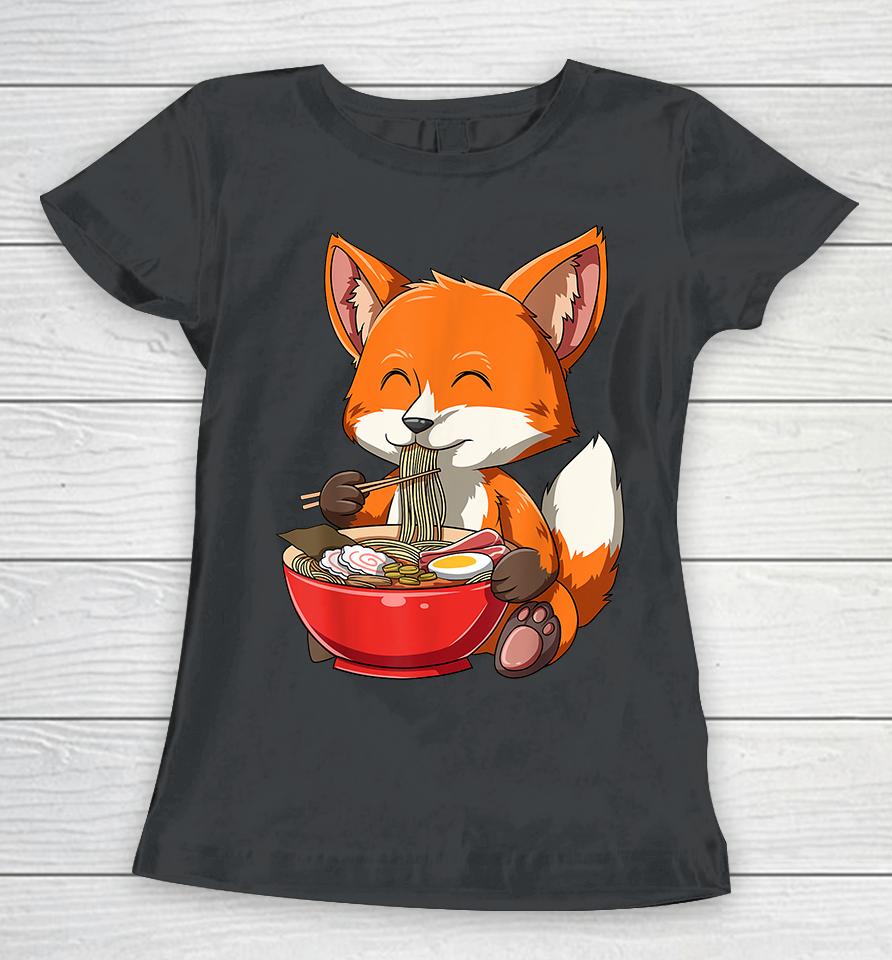 Fox Eating Ramen Women T-Shirt