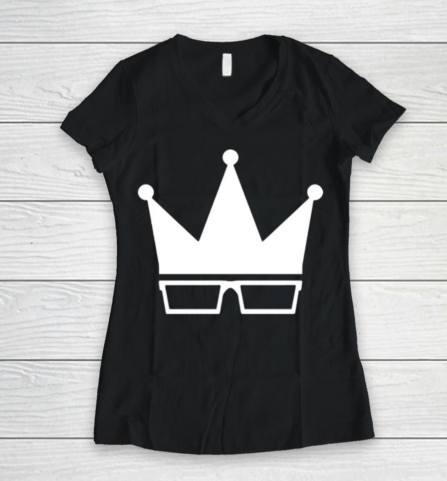 Framerate White Crown Women V-Neck T-Shirt