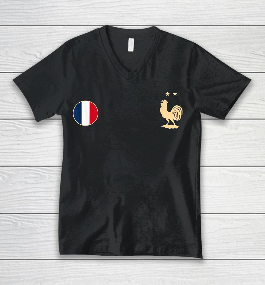 France Soccer Jersey Football 2022 Roosters &Amp; Flag Unisex V-Neck T-Shirt