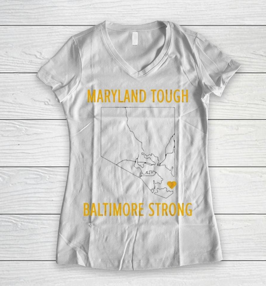 Francis Scott Key Maryland Tough Baltimore Strong Women V-Neck T-Shirt