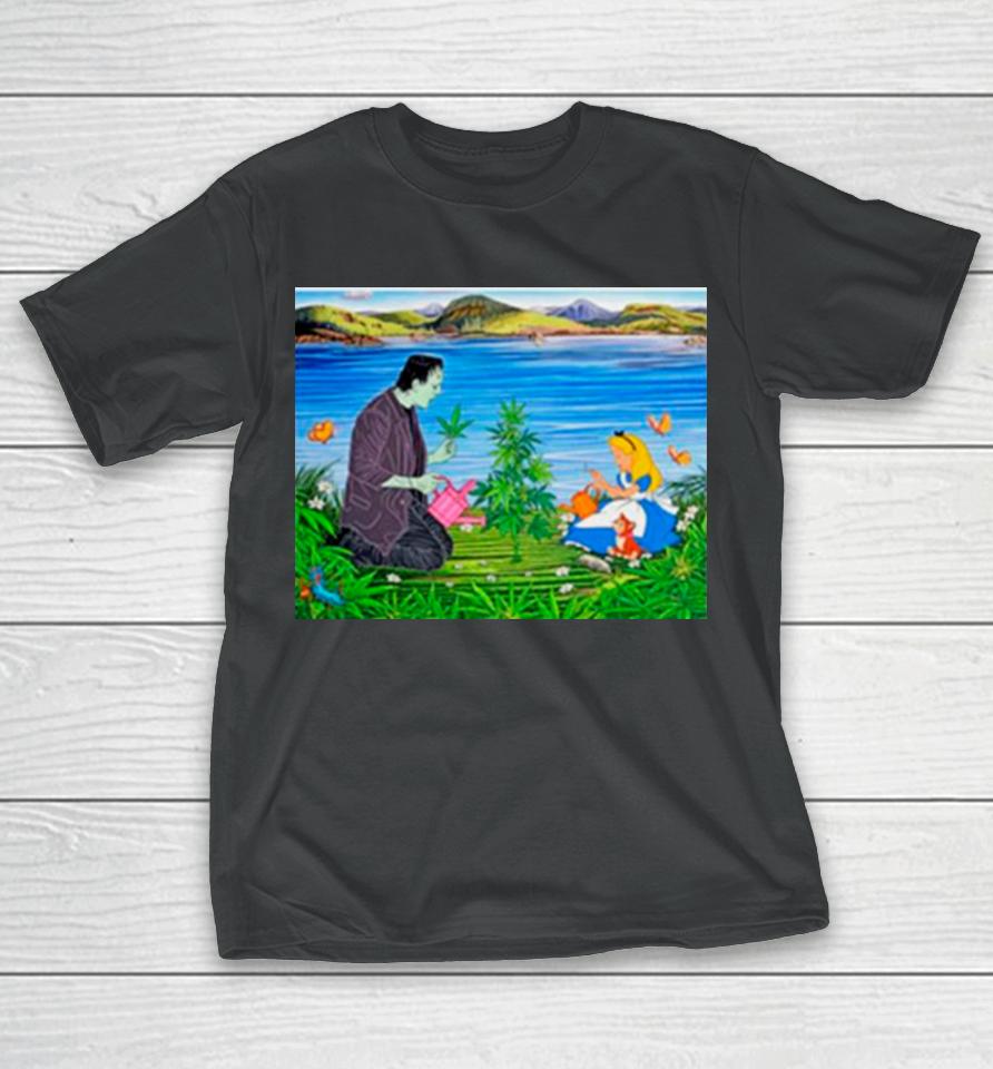 Frankenstein And Alice Marijuana Tree T-Shirt