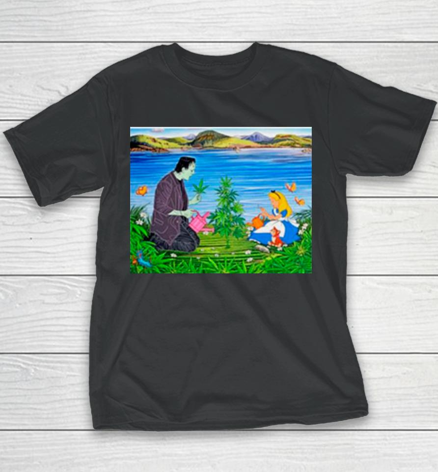 Frankenstein And Alice Marijuana Tree Youth T-Shirt