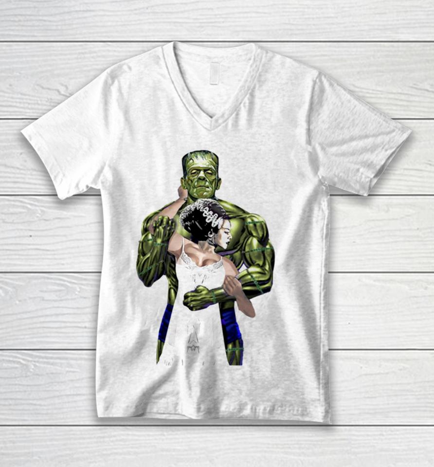 Frankenstein And Bride Love Husband And Wife Valentine Unisex V-Neck T-Shirt