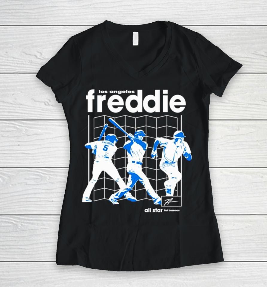 Freddie Freeman Schematics Los Angeles Dodgers All Star Women V-Neck T-Shirt