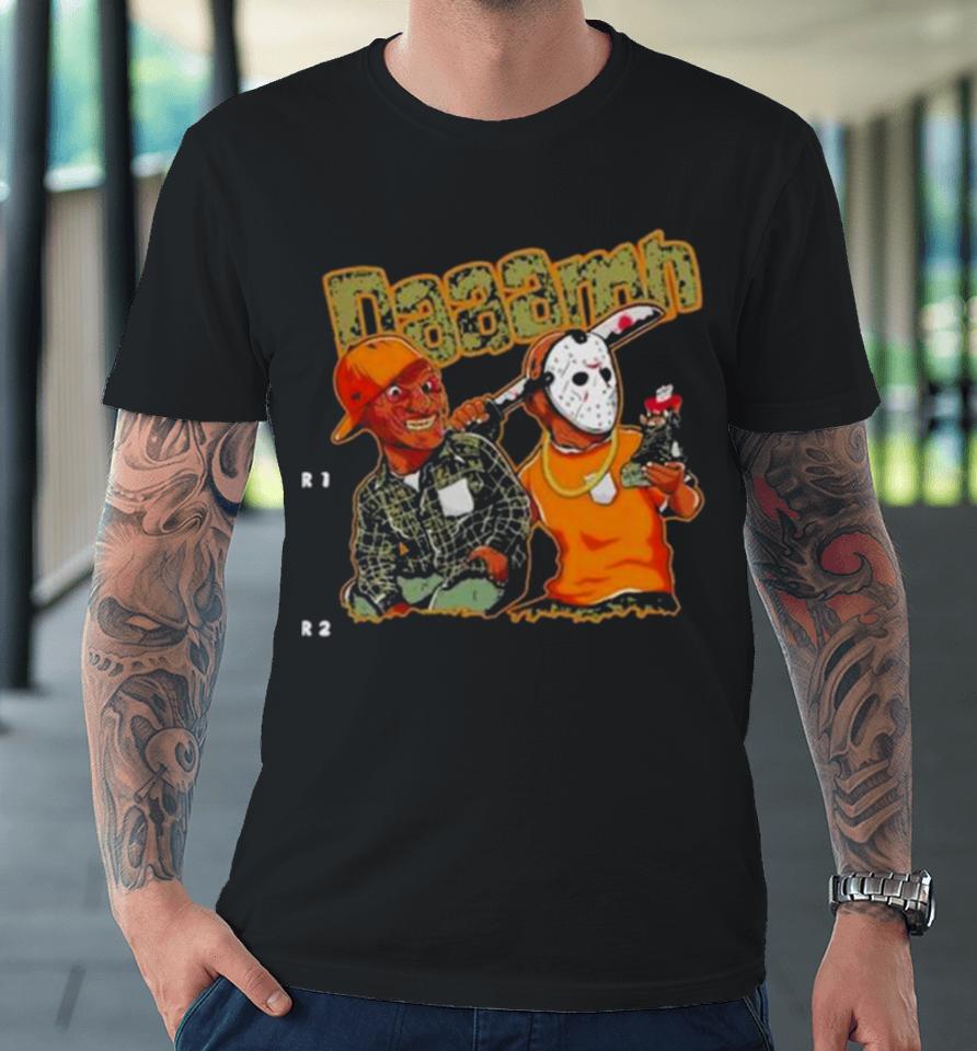 Freddy Krueger Vs Jason Voorhees Holding Jordan 5 Daaamh Vector Premium T-Shirt