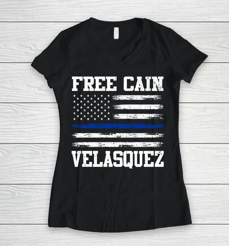 Free Cain Velasquez Flag Usa Vintage Women V-Neck T-Shirt