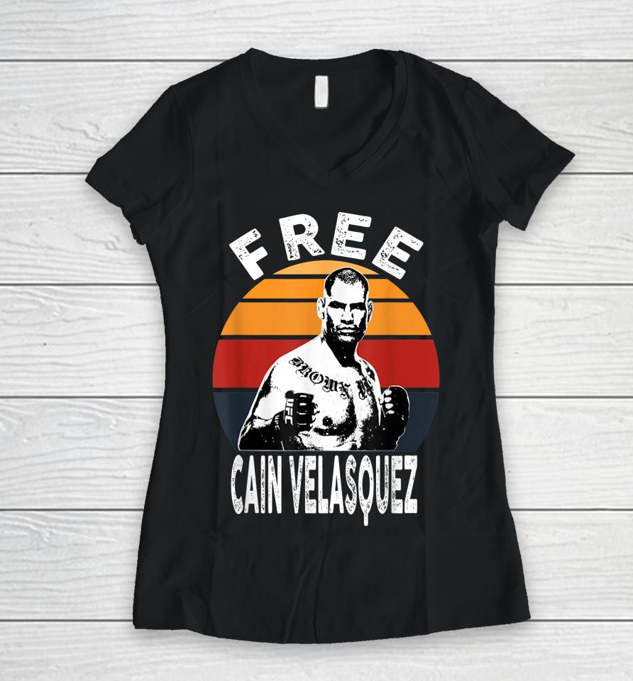 Free Cain Velasquez Retro Vintage Women V-Neck T-Shirt