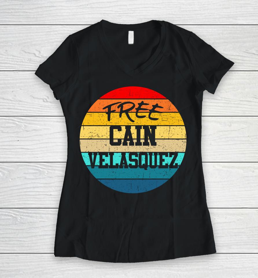Free Cain Velasquez Vintage Retro Women V-Neck T-Shirt