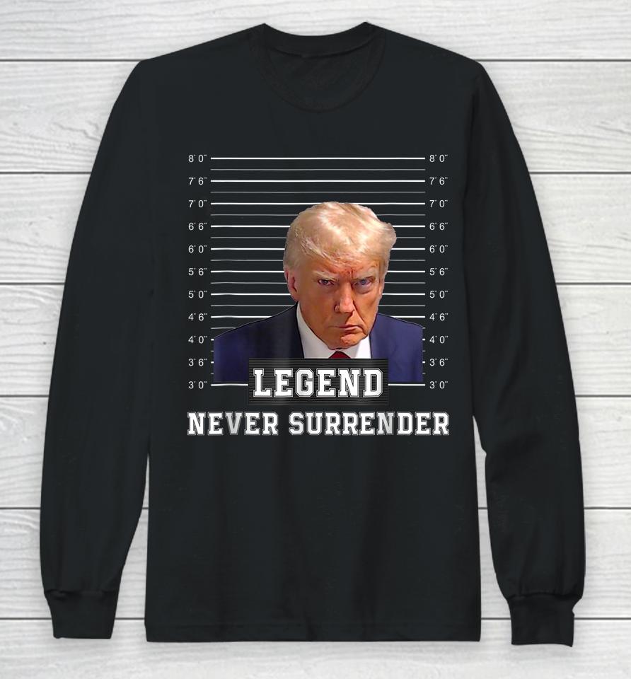 Free Donald Trump Mug Shot President Never Surrender Long Sleeve T-Shirt