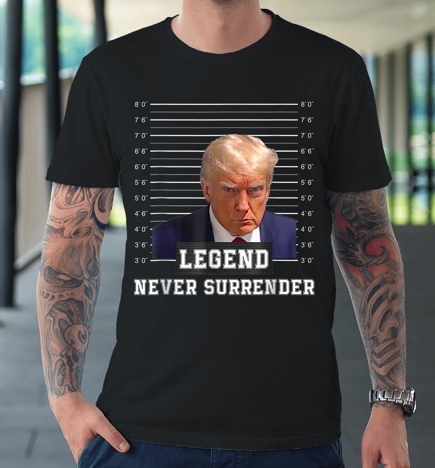 Free Donald Trump Mug Shot President Never Surrender Premium T-Shirt