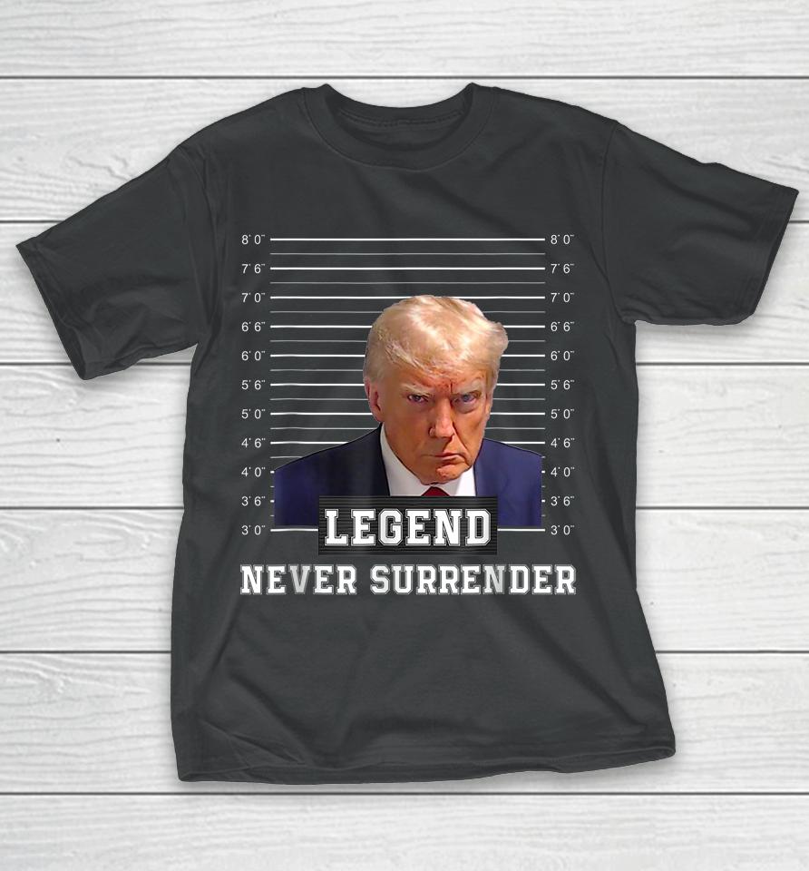 Free Donald Trump Mug Shot President Never Surrender T-Shirt